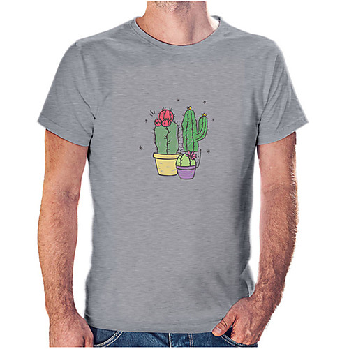 

Men's Unisex Tee T shirt Hot Stamping Graphic Prints Cactus Plus Size Print Short Sleeve Casual Tops Cotton Basic Fashion Designer Big and Tall Wine White Black