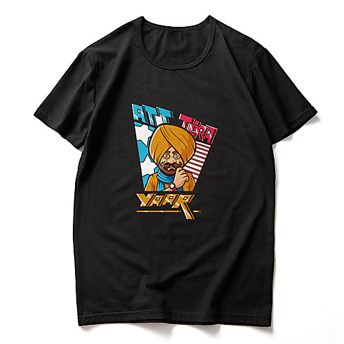 

Men's Unisex Tee T shirt Hot Stamping Cartoon Graphic Prints Plus Size Print Short Sleeve Casual Tops Cotton Basic Cartoon Designer Big and Tall White Black Light gray