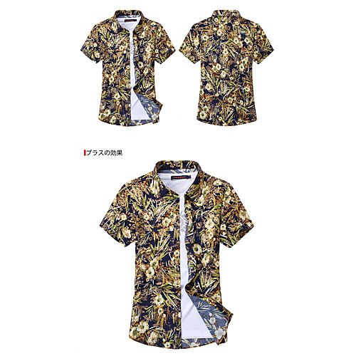 

Men's Shirt Other Prints Floral Graphic Short Sleeve Casual Tops Fashion Navy Blue