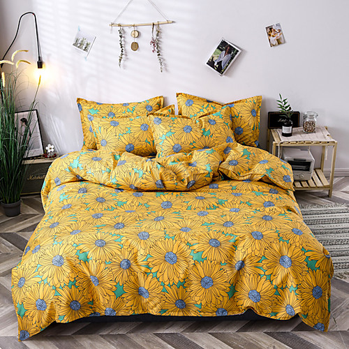 

Duvet Cover Sets 3 Piece Rayon / Polyester Floral / Botanical Rainbow Reactive Print Bohemian Style