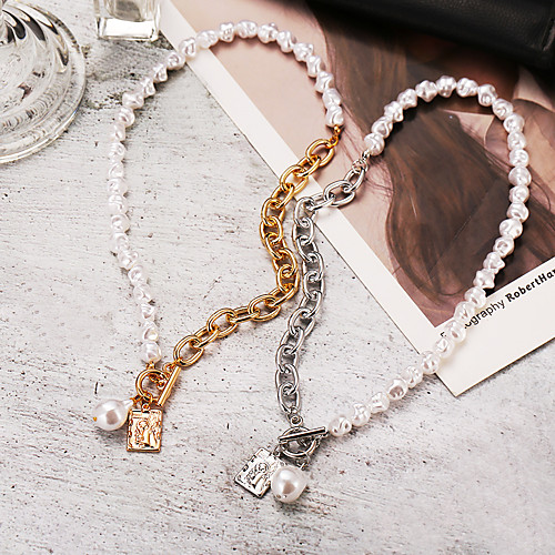 

Pearl Pendant Necklace Patchwork Angel Simple Baroque European Trendy Imitation Pearl Alloy Silver 40-50 cm Necklace Jewelry 1pc For Anniversary Party Evening Street Prom Festival