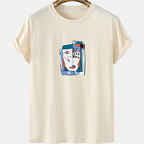

Men's Unisex Tee T shirt Hot Stamping Graphic Prints Mask Plus Size Short Sleeve Casual Tops 100% Cotton Basic Designer Big and Tall Black Yellow Khaki