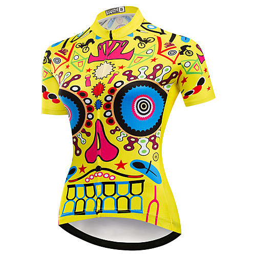 

21Grams Women's Short Sleeve Cycling Jersey Summer Spandex Polyester Yellow Bike Jersey Top Mountain Bike MTB Road Bike Cycling Quick Dry Moisture Wicking Breathable Sports Clothing Apparel