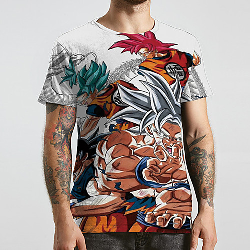 

Men's Unisex Tee T shirt 3D Print Anime Graphic Prints Plus Size Print Short Sleeve Casual Tops Basic Designer Big and Tall Brown