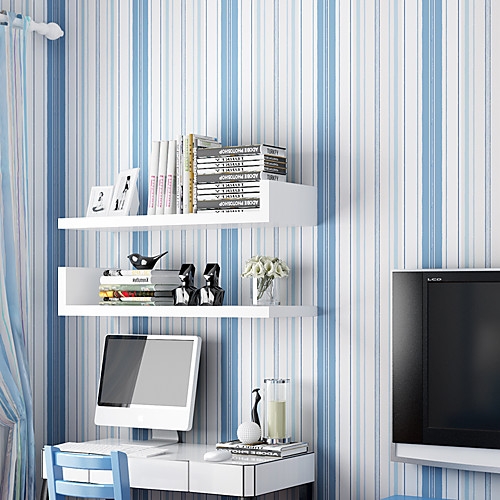 

Wallpaper Wall Covering Sticker Film Peel and Stick Removable Blue Strip Vinyl PVC Home Décor 30053cm