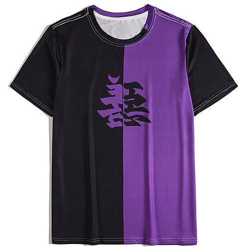 

Men's T shirt 3D Print Color Block Patchwork Print Short Sleeve Casual Tops Casual Beach Black / Red