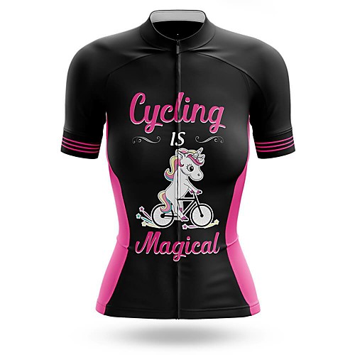 

21Grams Women's Short Sleeve Cycling Jersey Summer Spandex Polyester Black Unicorn Bike Jersey Top Mountain Bike MTB Road Bike Cycling Quick Dry Moisture Wicking Breathable Sports Clothing Apparel