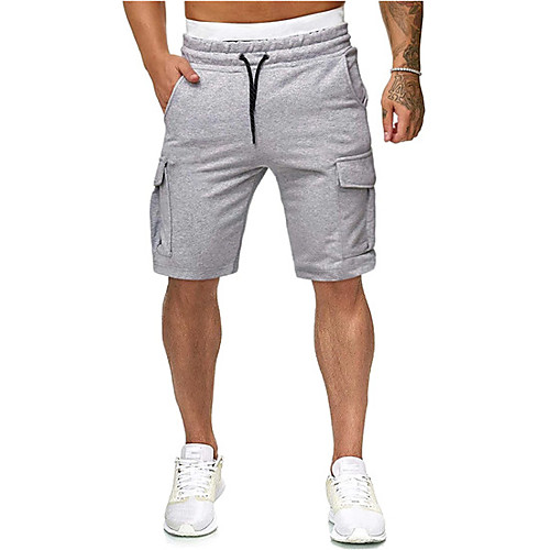 

Men's Classic Style Shorts Pants Solid Color Black Light Grey