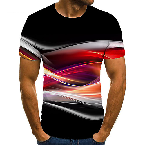 

Men's Unisex Tee T shirt Shirt 3D Print Graphic Prints Running water Plus Size Print Short Sleeve Casual Tops Basic Fashion Designer Big and Tall Round Neck Black