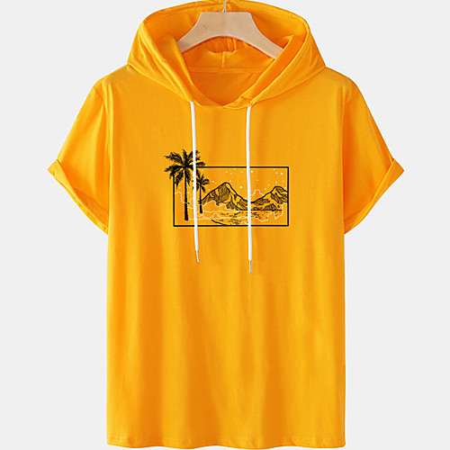 

Men's Unisex Tee T shirt Hot Stamping Graphic Prints Tree Plus Size Short Sleeve Casual Tops 100% Cotton Basic Designer Big and Tall Blue Orange
