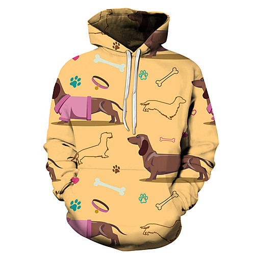 

Men's Unisex Plus Size Pullover Hoodie Sweatshirt Dog Graphic Prints Print Hooded Casual Daily Holiday 3D Print Basic Designer Hoodies Sweatshirts Long Sleeve Yellow Blushing Pink Gray
