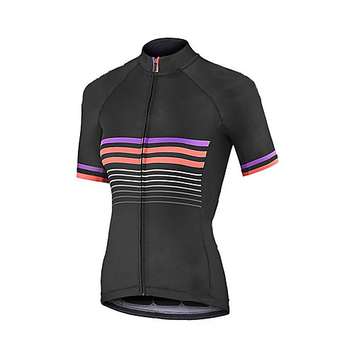 

21Grams Women's Short Sleeve Cycling Jersey Summer Spandex Polyester Black Stripes Bike Jersey Top Mountain Bike MTB Road Bike Cycling Quick Dry Moisture Wicking Breathable Sports Clothing Apparel