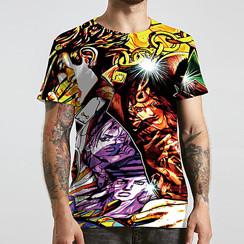 

Men's Unisex Tee T shirt 3D Print Anime Graphic Prints Plus Size Print Short Sleeve Casual Tops Basic Designer Big and Tall Rainbow