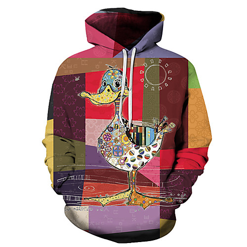 

Men's Unisex Plus Size Pullover Hoodie Sweatshirt Graphic Prints Duck Print Hooded Casual Daily Holiday 3D Print Basic Designer Hoodies Sweatshirts Long Sleeve Rainbow