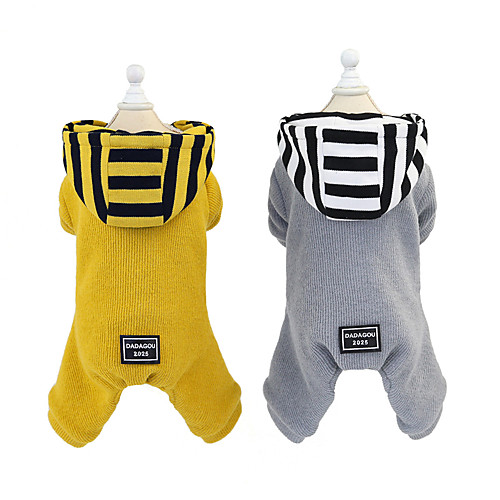 

Dog Cat Sweater Dog clothes Stripes Solid Colored Adorable Cute Dailywear Casual / Daily Winter Dog Clothes Puppy Clothes Dog Outfits Warm Yellow Gray Costume for Girl and Boy Dog Padded Fabric S M L
