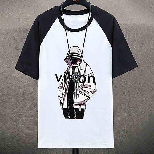 

Men's Unisex Tee T shirt Hot Stamping Graphic Prints Human Plus Size Print Short Sleeve Casual Tops Cotton Basic Fashion Designer Big and Tall Black