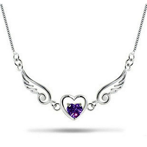 

Women's Synthetic Amethyst Pendant Necklace Classic Angel Wings Fashion Copper Silver 455 cm Necklace Jewelry 1pc For Anniversary Gift Birthday Party Festival