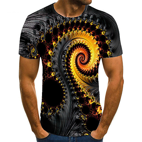 

Men's Unisex Tee T shirt 3D Print Graphic Prints Spiral Stripe Plus Size Print Short Sleeve Casual Tops Basic Fashion Designer Big and Tall Gray