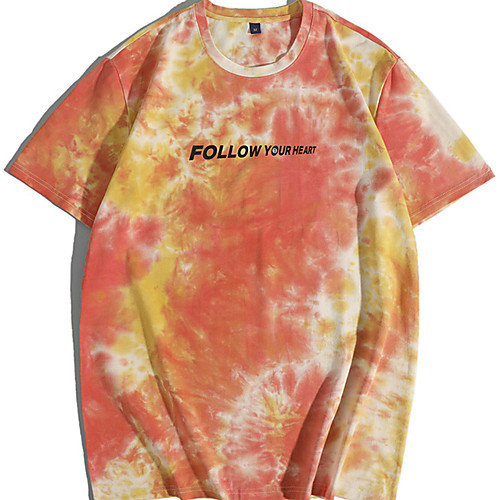 

Men's Unisex Tee T shirt Hot Stamping Tie Dye Graphic Prints Plus Size Short Sleeve Casual Tops 100% Cotton Basic Vintage Designer Big and Tall Orange