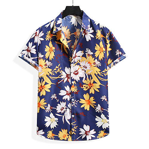 

Men's Shirt Graphic Short Sleeve Casual Tops Simple Blue