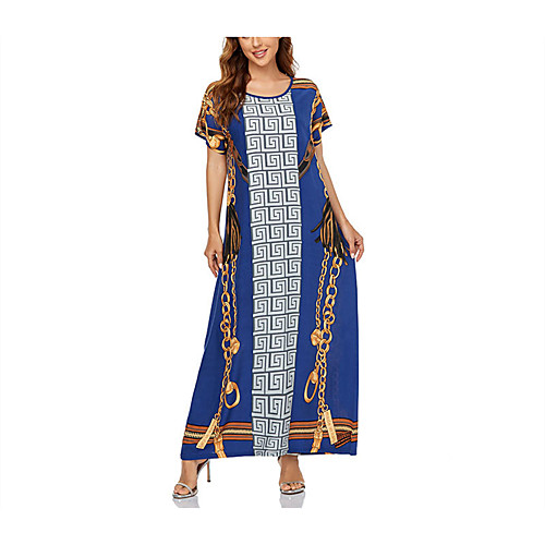 

Women's Kaftan Dress Maxi long Dress Blue Long Sleeve Solid Color Fall Winter Casual / Daily 2021 M L XL XXL