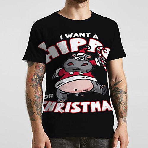 

Men's Unisex Tee T shirt 3D Print Cartoon Graphic Prints Plus Size Print Short Sleeve Casual Tops Basic Designer Big and Tall Black