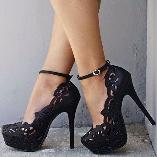 

Women's Heels Stiletto Heel Round Toe PU Lace-up Black