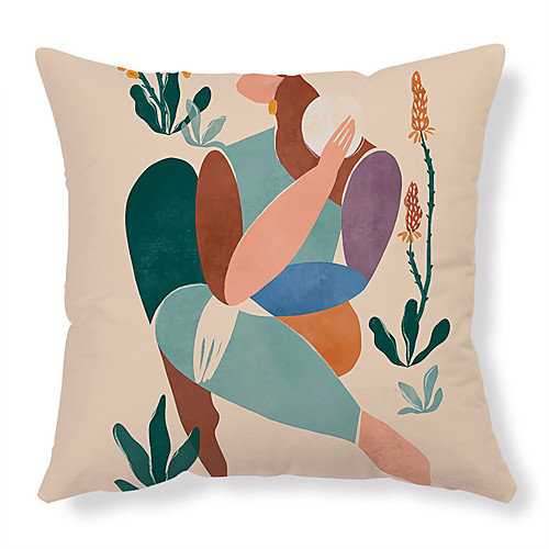 

Ins Hand-Pained Pattern Double Side Cushion Cover 1PC Soft Decorative Square Pillowcase for Sofa bedroom Car Chair Superior Quality Outdoor Cushion for Patio Garden Farmhouse Bench Couch