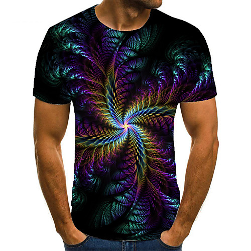 

Men's Unisex Tee T shirt 3D Print Graphic Prints Spiral Stripe Plus Size Print Short Sleeve Casual Tops Basic Fashion Designer Big and Tall Green