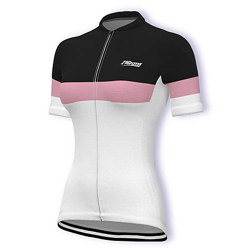 

21Grams Women's Short Sleeve Cycling Jersey Summer Spandex Polyester White Patchwork Bike Jersey Top Mountain Bike MTB Road Bike Cycling Quick Dry Moisture Wicking Breathable Sports Clothing Apparel