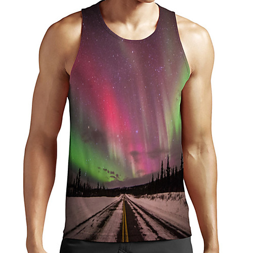 

Men's Unisex Tank Top Undershirt 3D Print Scenery Graphic Prints Plus Size Print Sleeveless Casual Tops Basic Fashion Designer Breathable Fuchsia