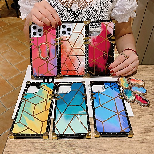 

Phone Case For Apple Back Cover iPhone 12 Pro Max 11 SE 2020 X XR XS Max 8 7 Shockproof Dustproof Ring Holder Tile Marble TPU