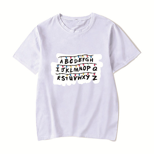 

Men's Unisex Tee T shirt Hot Stamping Anime Graphic Prints Plus Size Stranger Things Print Short Sleeve Casual Tops Cotton Basic Designer Big and Tall White Black Red