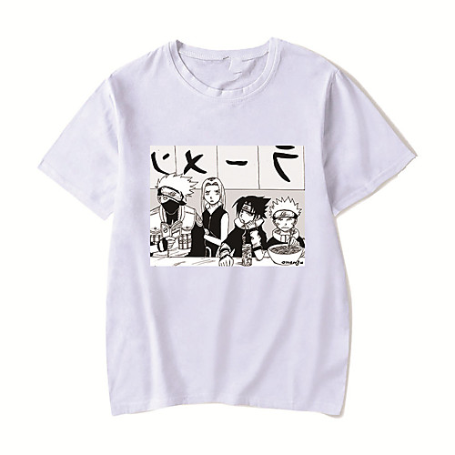 

Men's Unisex Tee T shirt Hot Stamping Anime Graphic Prints Plus Size Naruto Print Short Sleeve Casual Tops Cotton Basic Designer Big and Tall White Black Red