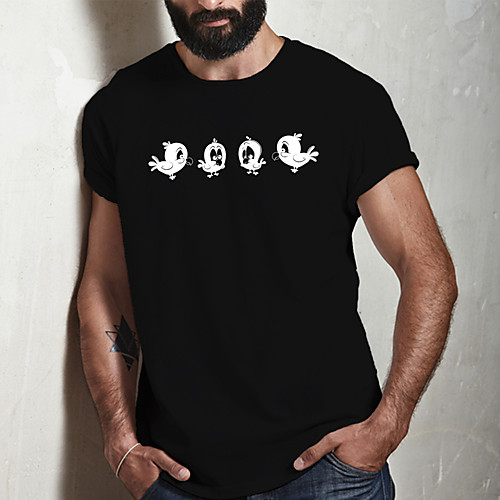

Men's Unisex Tee T shirt Hot Stamping Graphic Prints Bird Plus Size Print Short Sleeve Casual Tops Cotton Basic Fashion Designer Big and Tall Black