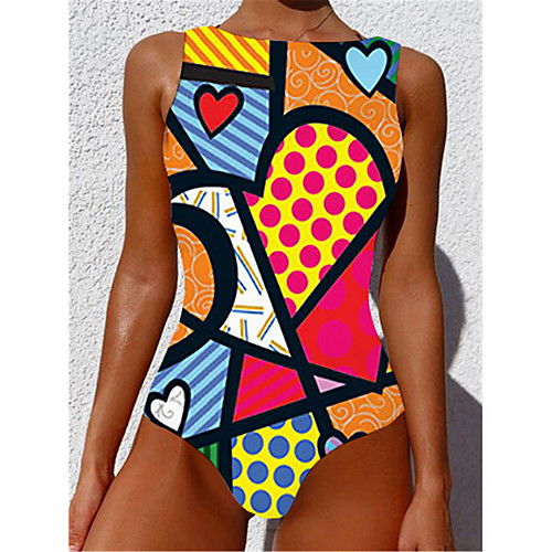 

Women's One Piece Monokini Swimsuit Tummy Control Slim Abstract Yellow Swimwear Strap Bathing Suits New Casual Sexy / Padded Bras / Beach