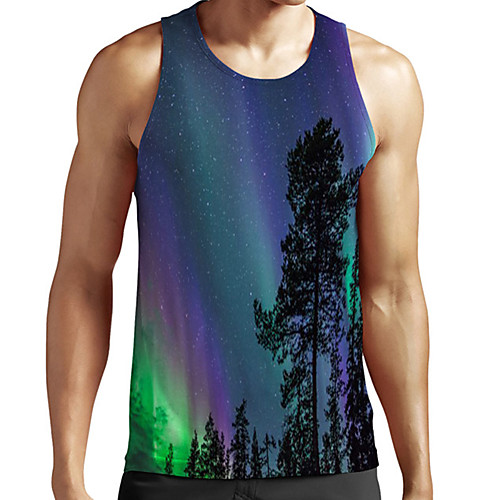 

Men's Unisex Tank Top Undershirt 3D Print Scenery Graphic Prints Plus Size Print Sleeveless Casual Tops Basic Fashion Designer Breathable Blue