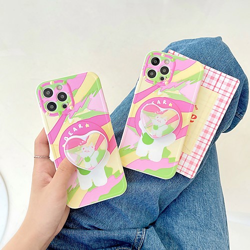 

Phone Case For Apple Back Cover iPhone 12 Pro Max 11 SE 2020 X XR XS Max 8 7 Shockproof Dustproof with Stand Lines / Waves Animal TPU