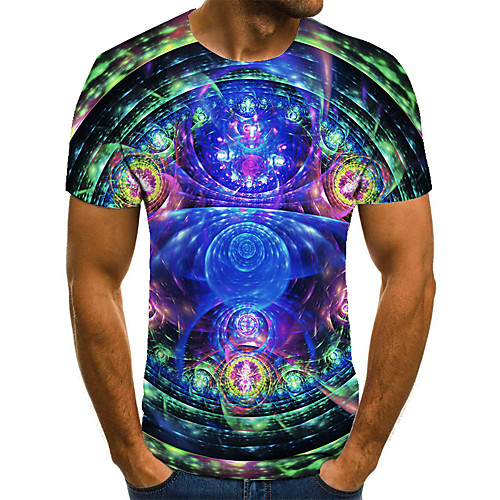 

Men's Unisex Tee T shirt 3D Print Abstract Graphic Prints Plus Size Print Short Sleeve Casual Tops Basic Fashion Designer Big and Tall Blue