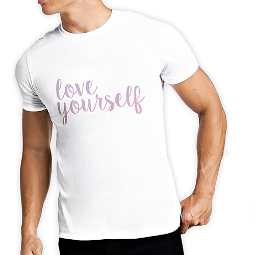 

Men's Unisex Tee T shirt Hot Stamping Graphic Prints Letter Plus Size Print Short Sleeve Casual Tops Cotton Basic Fashion Designer Big and Tall White