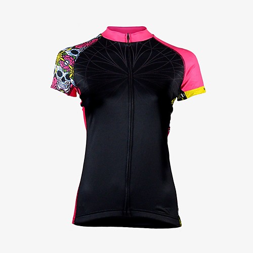 

21Grams Women's Short Sleeve Cycling Jersey Summer Spandex Polyester Black Sugar Skull Skull Bike Jersey Top Mountain Bike MTB Road Bike Cycling Quick Dry Moisture Wicking Breathable Sports Clothing