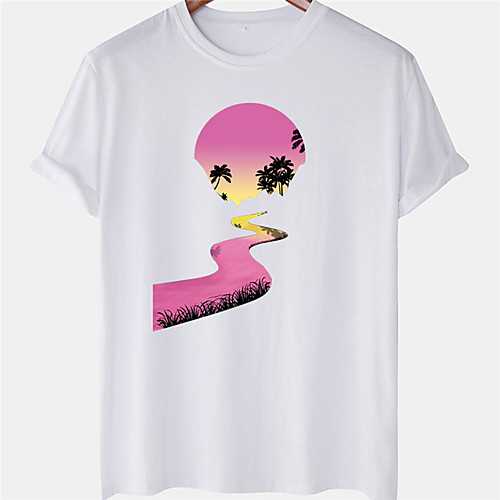 

Men's Unisex Tee T shirt Hot Stamping Graphic Prints Landscape Plus Size Short Sleeve Casual Tops 100% Cotton Basic Designer Big and Tall White Black Blue