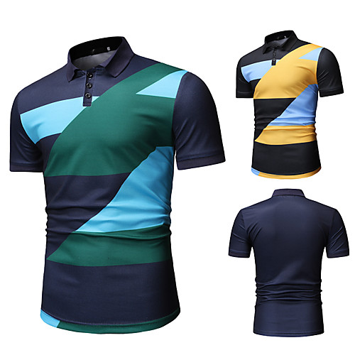 

Men's Golf Shirt Other Prints Color Block Short Sleeve Casual Tops Casual Black Navy Blue / Summer