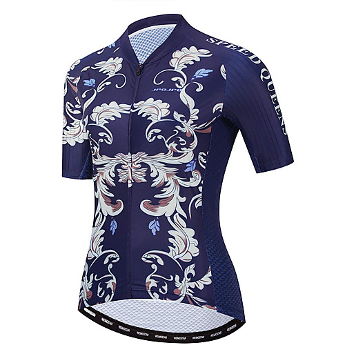 

21Grams Women's Short Sleeve Cycling Jersey Summer Spandex Polyester Blue Floral Botanical Bike Jersey Top Mountain Bike MTB Road Bike Cycling Quick Dry Moisture Wicking Breathable Sports Clothing
