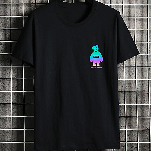 

Men's Unisex Tee T shirt Hot Stamping Graphic Prints Bear Plus Size Print Short Sleeve Casual Tops Cotton Basic Fashion Designer Big and Tall White Black
