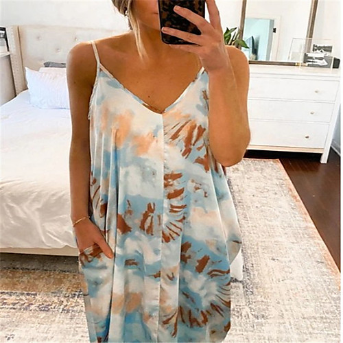 

Women's Strap Dress Maxi long Dress Photo Color Sleeveless Pattern Spring Summer Casual / Daily 2021 S M L XL