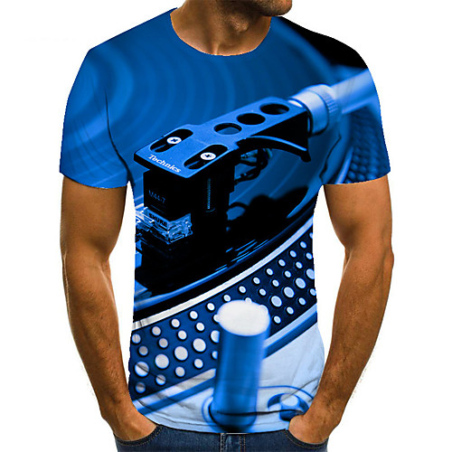 

Men's Unisex Tee T shirt 3D Print Graphic Prints Machine Plus Size Print Short Sleeve Casual Tops Basic Fashion Designer Big and Tall Blue