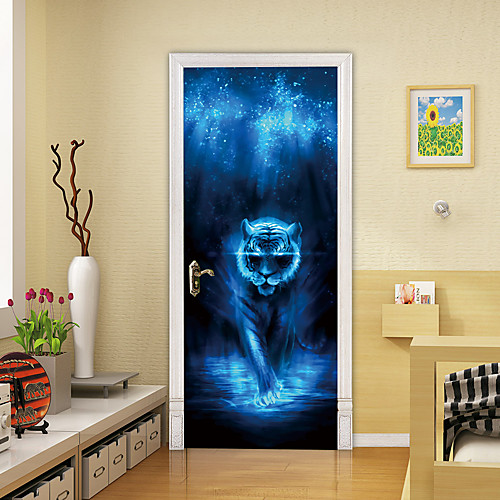 

2pcs Self-adhesive Creative Dream Tiger Door Stickers For Living Room Diy Decorative Home Waterproof Wall Stickers