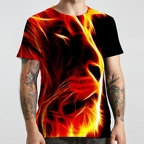 

Men's Unisex Tee T shirt 3D Print Graphic Prints Lion Animal Plus Size Print Short Sleeve Casual Tops Fashion Designer Big and Tall Black