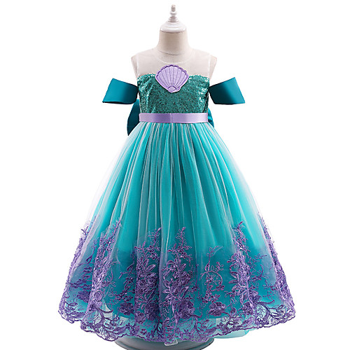 

Aqua Princess Flapper Dress Dress Party Costume Girls' Movie Cosplay Cosplay Costume Party Green Dress Children's Day Masquerade Polyester Organza